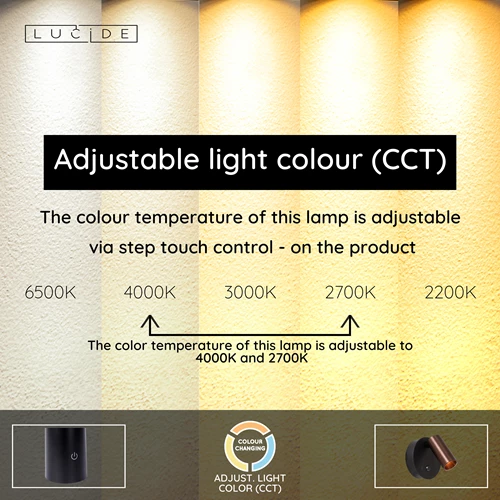 Lucide TONI - Rechargeable Wall spotlight / Wall light - Battery pack - Ø 8,1 cm - LED Dim. - CCT - 1x2W 2700K/4000K - Motion Sensor (deactivatable) - Magnetic - Coffee - USP